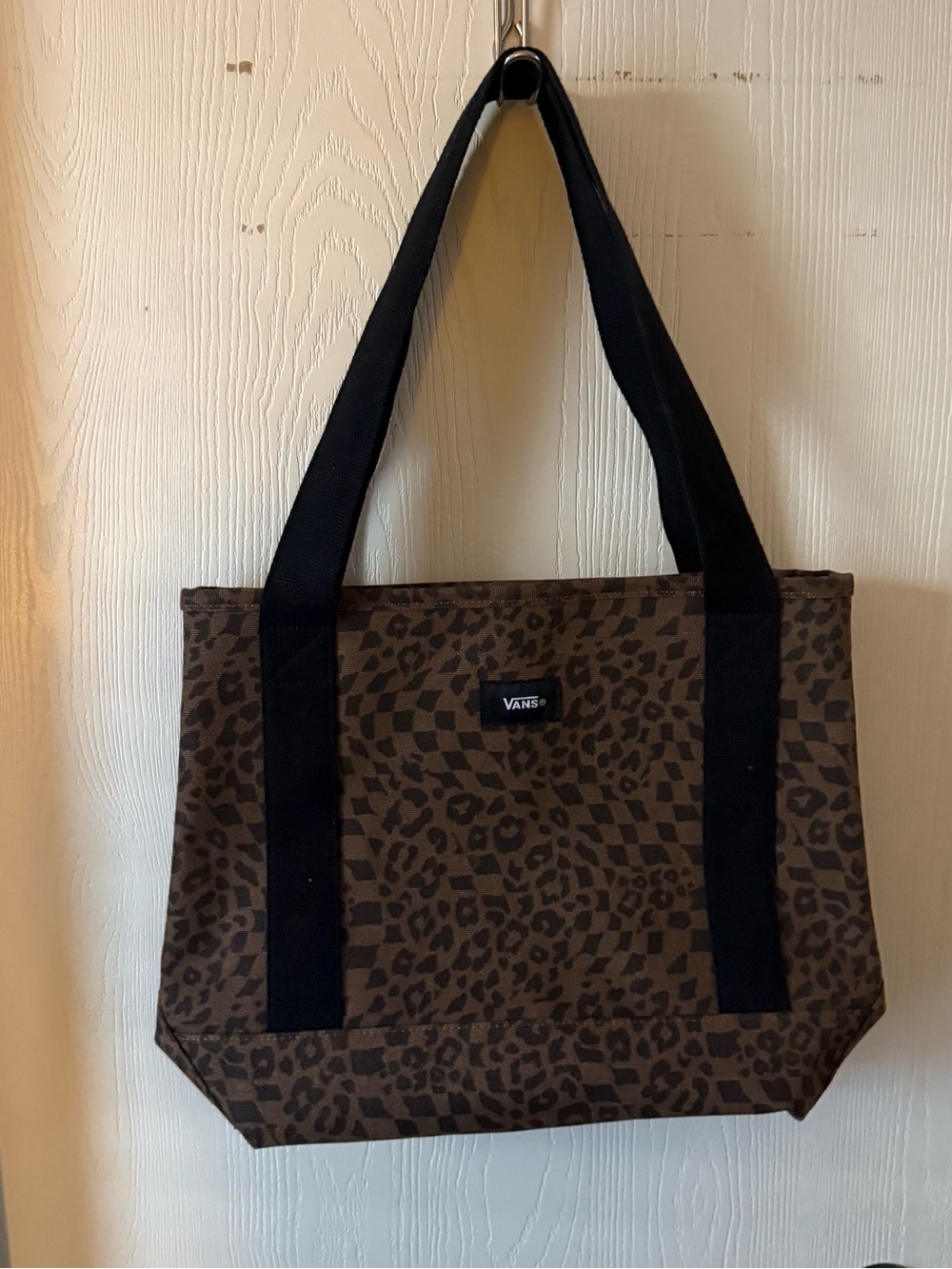 Vans Brown Leopard Print Canvas Tote Bag